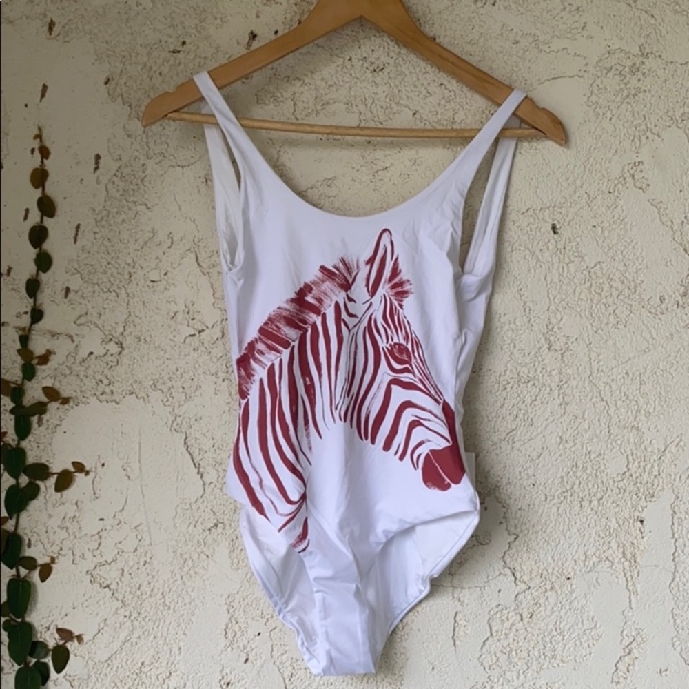 Onia Rachel Zebra Print One-Piece Swimsuit Size XS